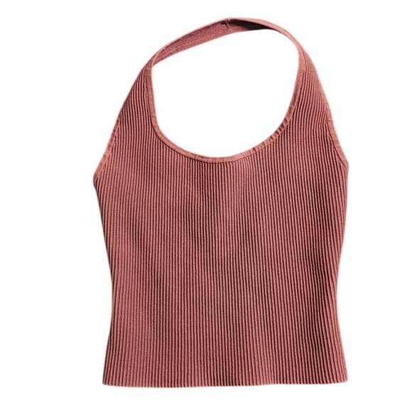 Babaton Tops - Aritzia Babaton Sculpt Knit Halter Tank, Cropped, Ribbed, Size S